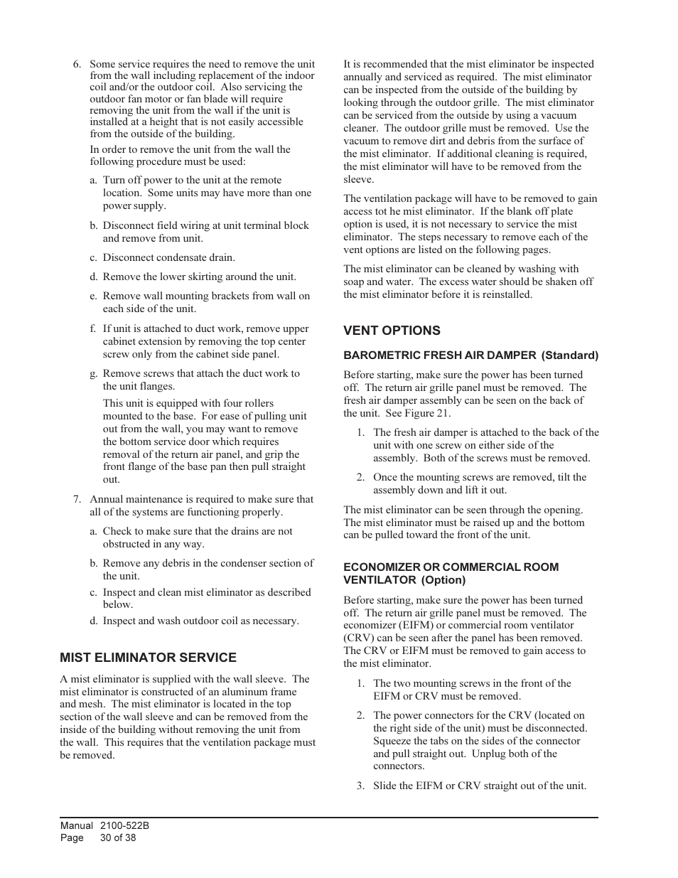 Bard Q-Tec Series Packaged Air Conditioner Q30A1 User Manual | Page 30 / 38