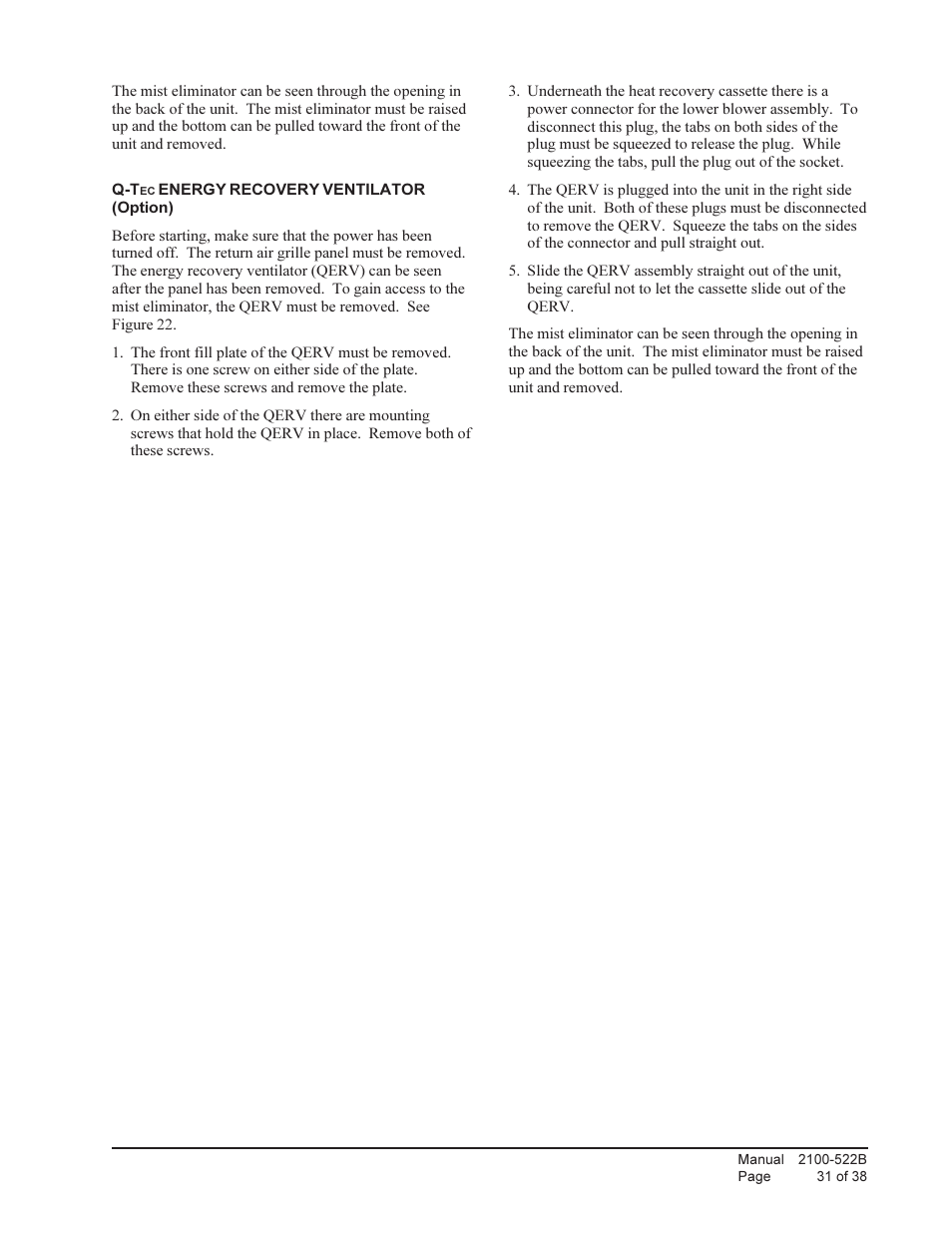 Bard Q-Tec Series Packaged Air Conditioner Q30A1 User Manual | Page 31 / 38