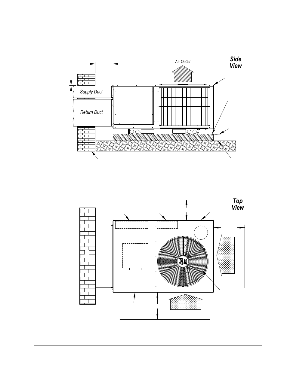 Side view view top | Bard Single Package Air Conditioners PA13362-A User Manual | Page 11 / 24