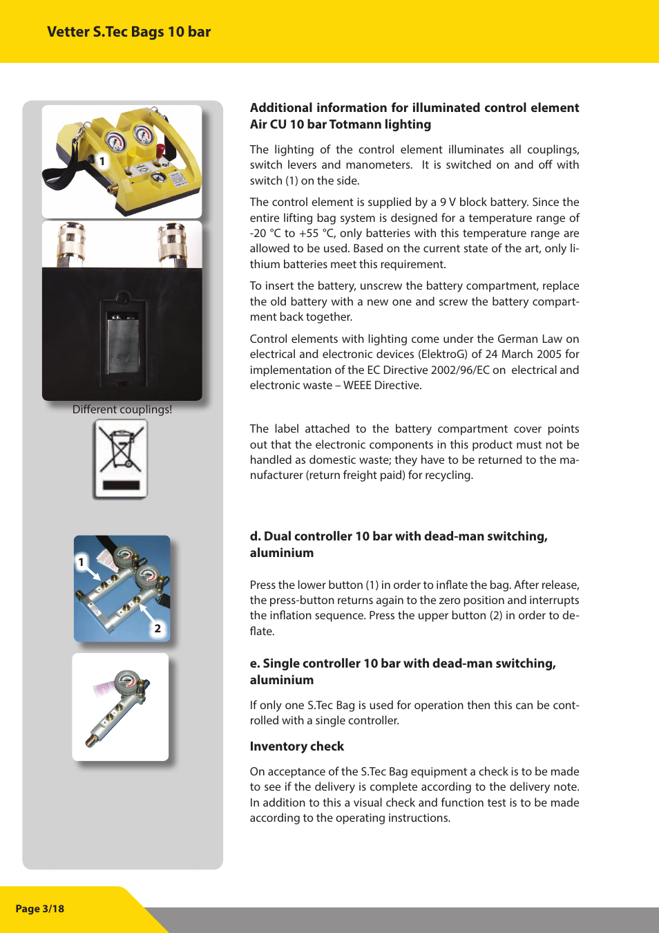 Vetter s.tec bags 10 bar | Vetter S.Tec Lifting bags 10 bar (145 psi) User Manual | Page 4 / 19