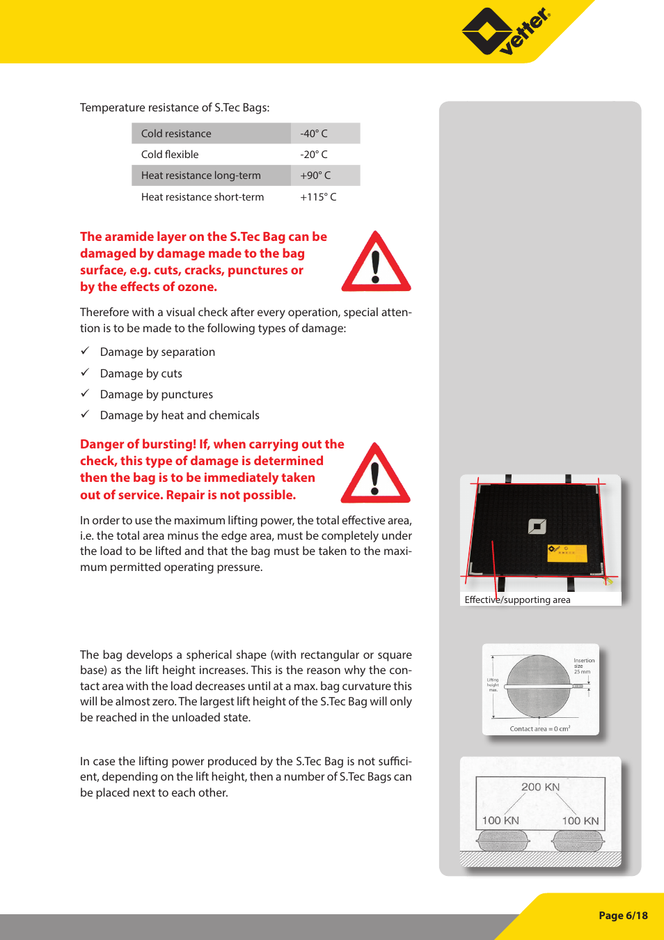 Vetter S.Tec Lifting bags 10 bar (145 psi) User Manual | Page 7 / 19