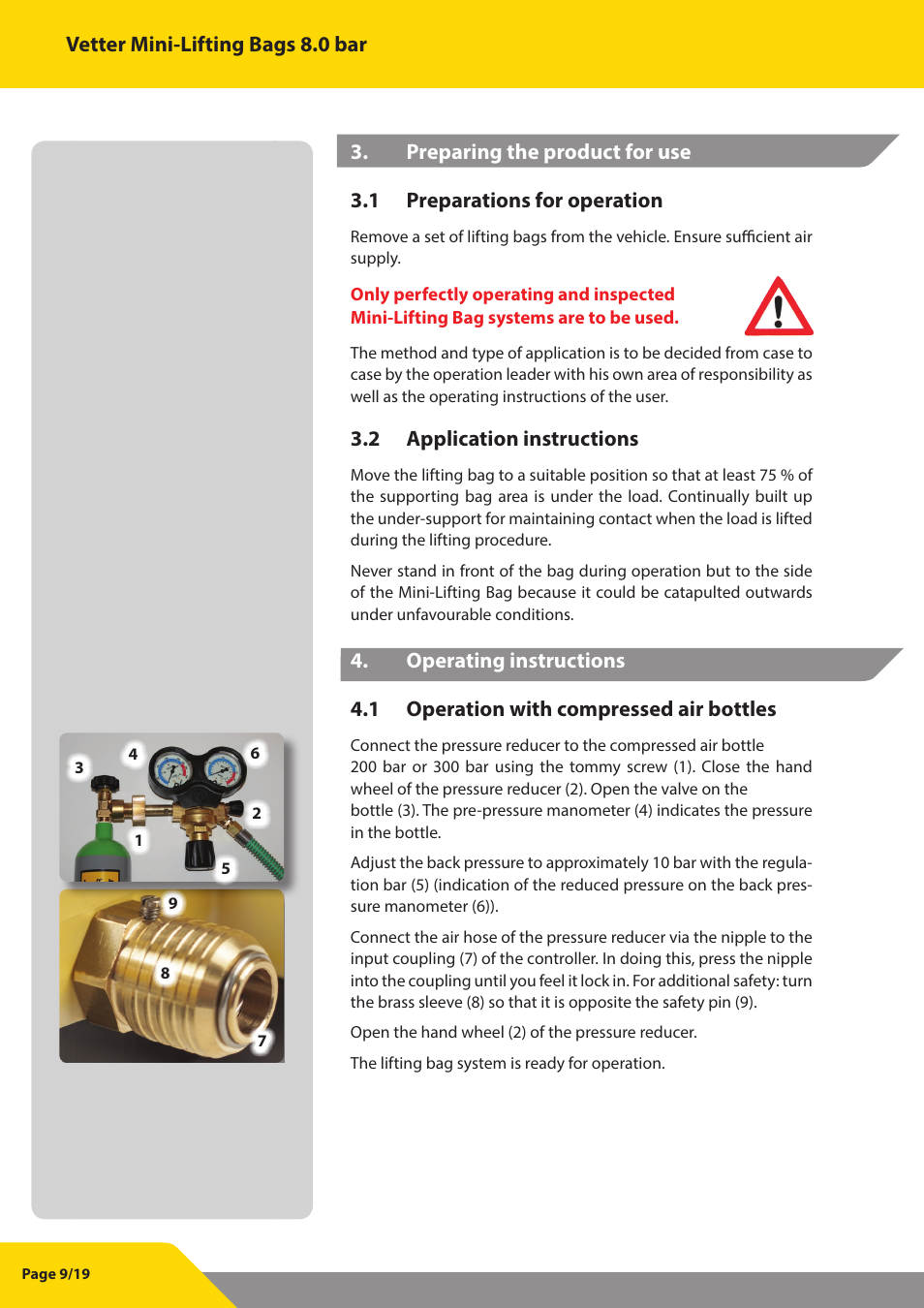 Vetter Mini Lifting bags 8 bar (116 psi) User Manual | Page 10 / 20