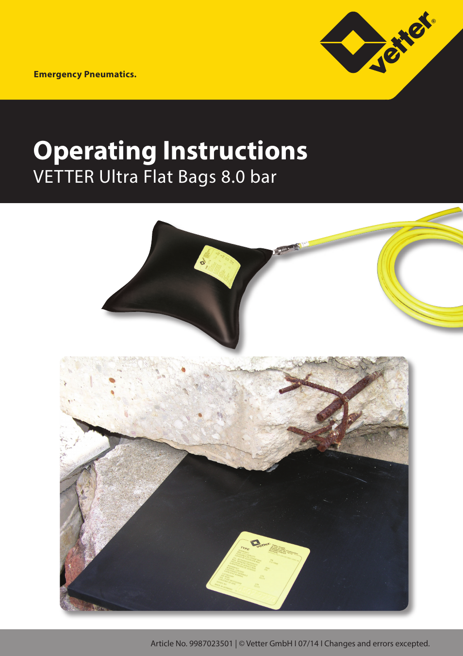 Vetter Ultra Flat Bags 8 bar (116 psi) User Manual | 17 pages