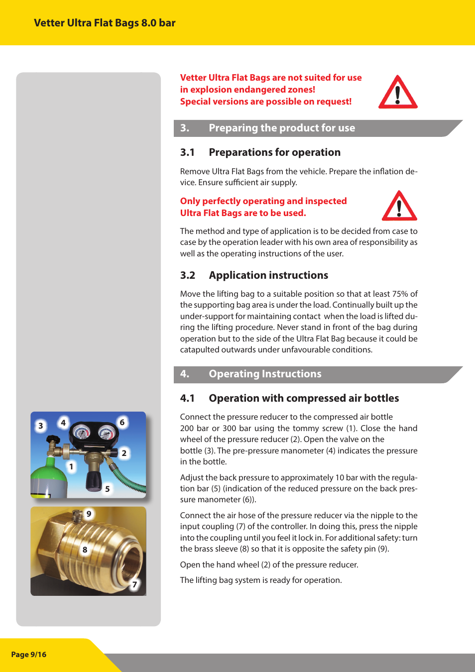 Vetter Ultra Flat Bags 8 bar (116 psi) User Manual | Page 10 / 17