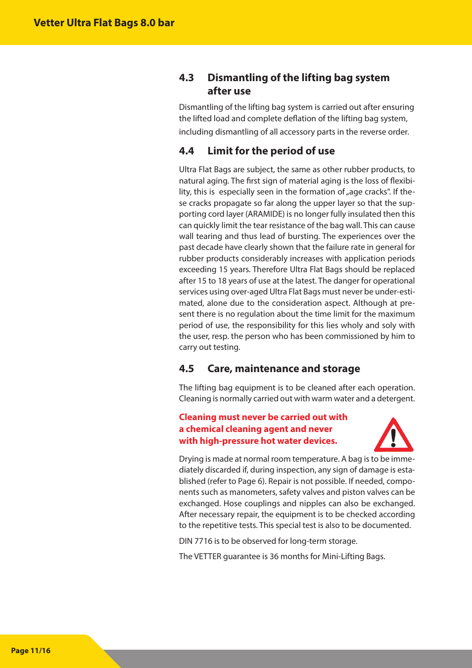 Vetter Ultra Flat Bags 8 bar (116 psi) User Manual | Page 12 / 17
