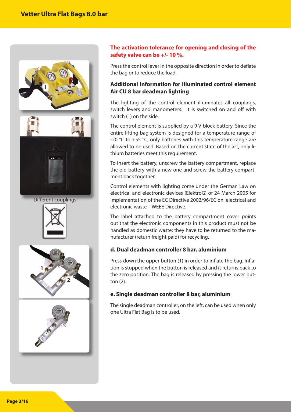 Vetter ultra flat bags 8.0 bar | Vetter Ultra Flat Bags 8 bar (116 psi) User Manual | Page 4 / 17