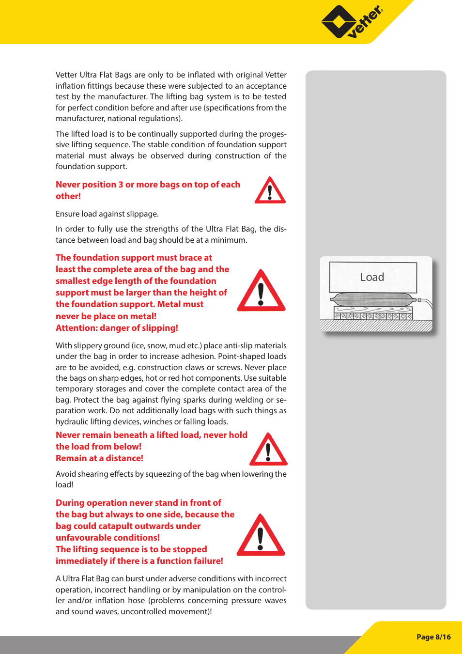 Vetter Ultra Flat Bags 8 bar (116 psi) User Manual | Page 9 / 17