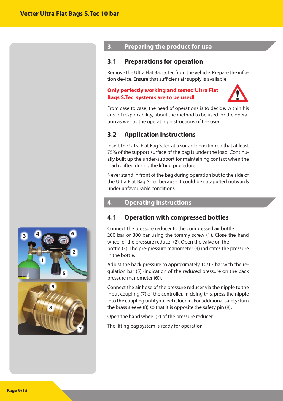 Vetter Ultra Flat Bags STec 10 bar (145 psi) User Manual | Page 10 / 16