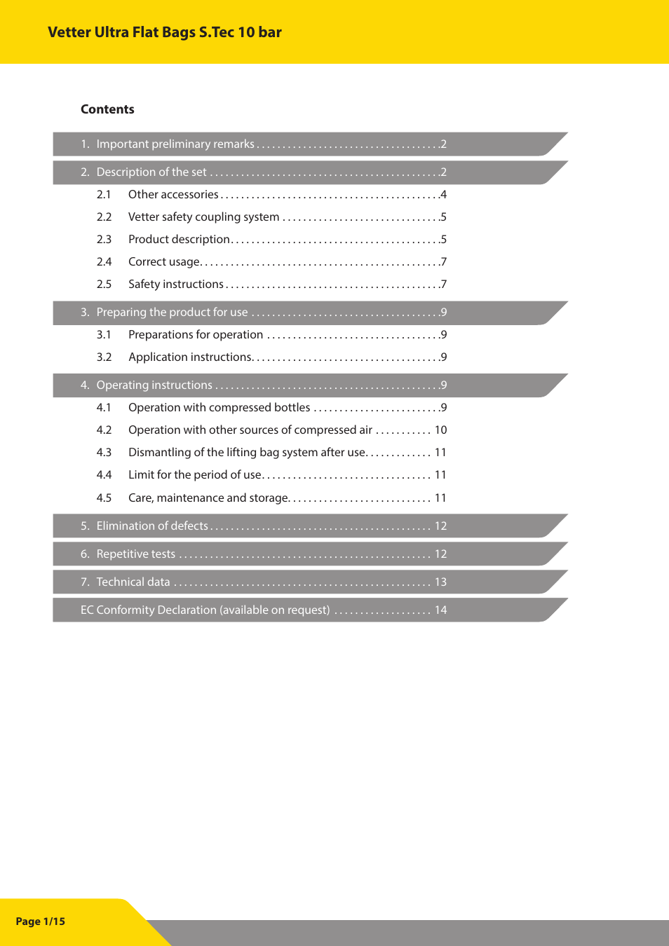 Vetter ultra flat bags s.tec 10 bar | Vetter Ultra Flat Bags STec 10 bar (145 psi) User Manual | Page 2 / 16