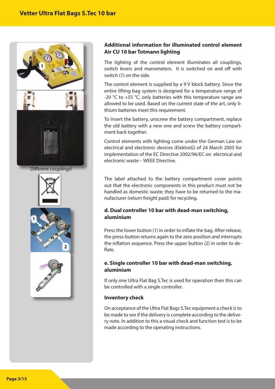 Vetter ultra flat bags s.tec 10 bar | Vetter Ultra Flat Bags STec 10 bar (145 psi) User Manual | Page 4 / 16