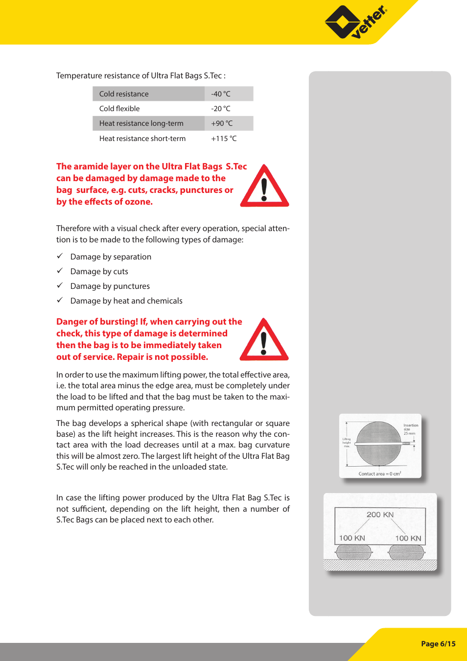 Vetter Ultra Flat Bags STec 10 bar (145 psi) User Manual | Page 7 / 16