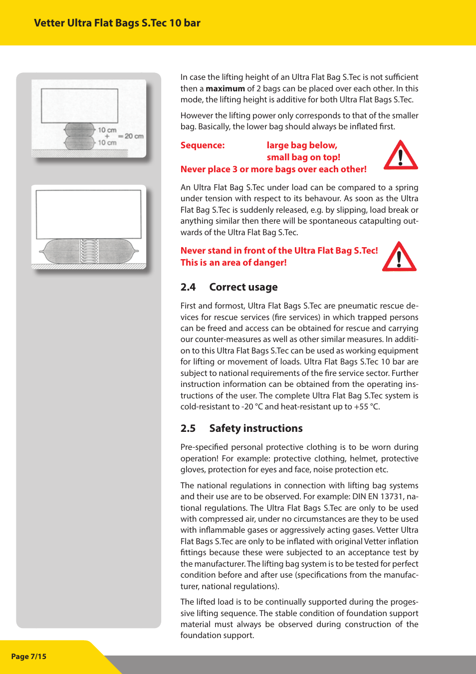 Vetter Ultra Flat Bags STec 10 bar (145 psi) User Manual | Page 8 / 16