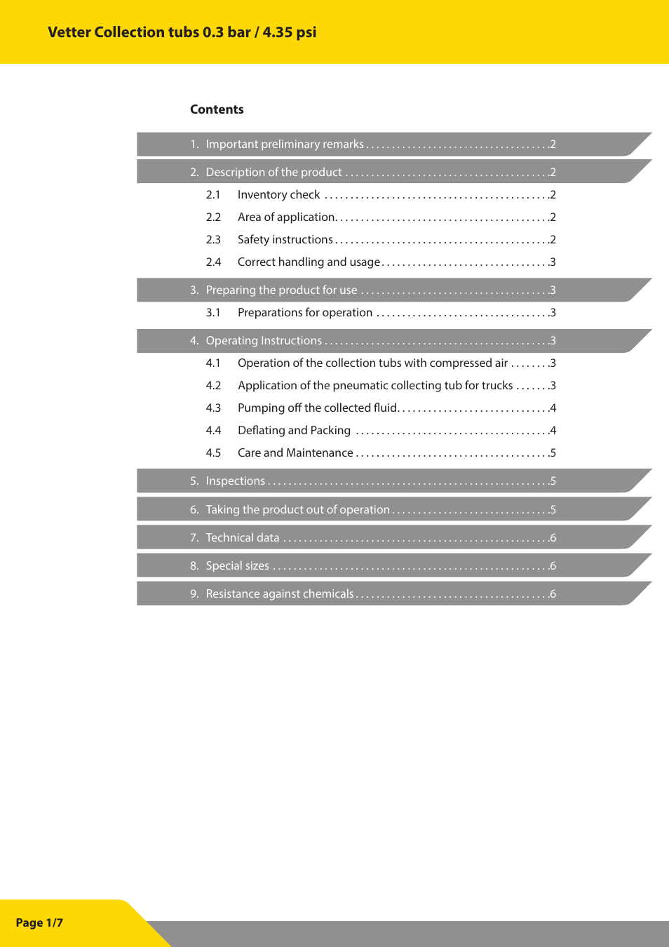 Vetter Pneum. collection tubs 0.3 bar User Manual | Page 2 / 8