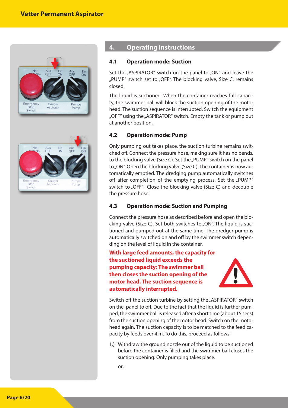 Vetter Permanent aspirator User Manual | Page 6 / 35