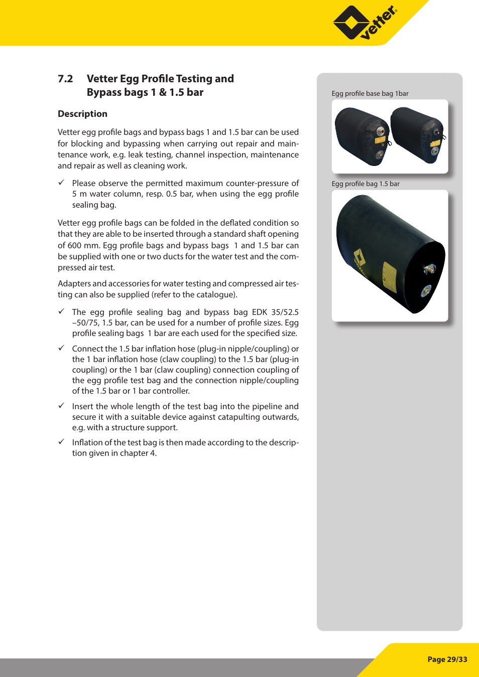 Vetter Pipe and Test Sealing Bags User Manual | Page 29 / 33