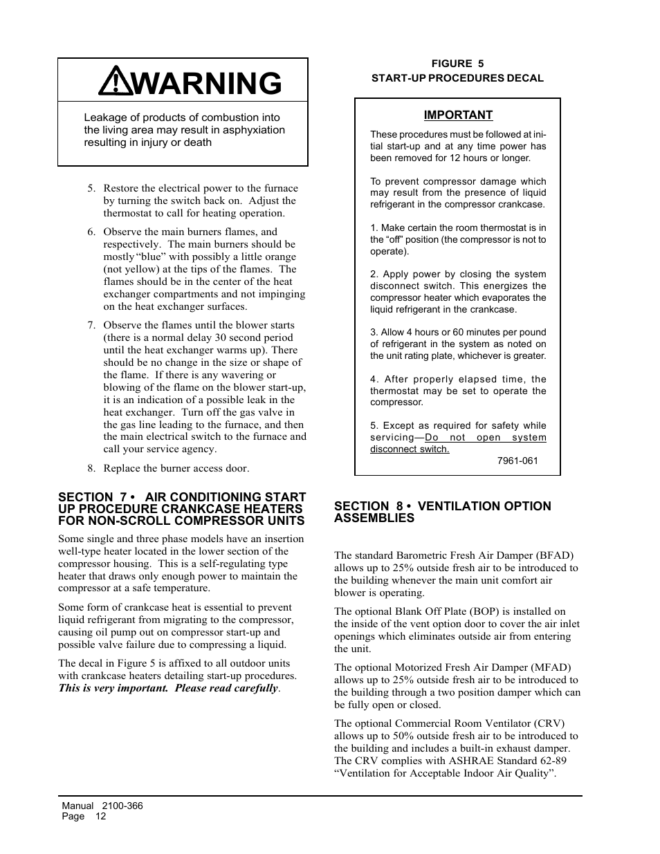 Warning | Bard WG-Series User Manual | Page 14 / 15