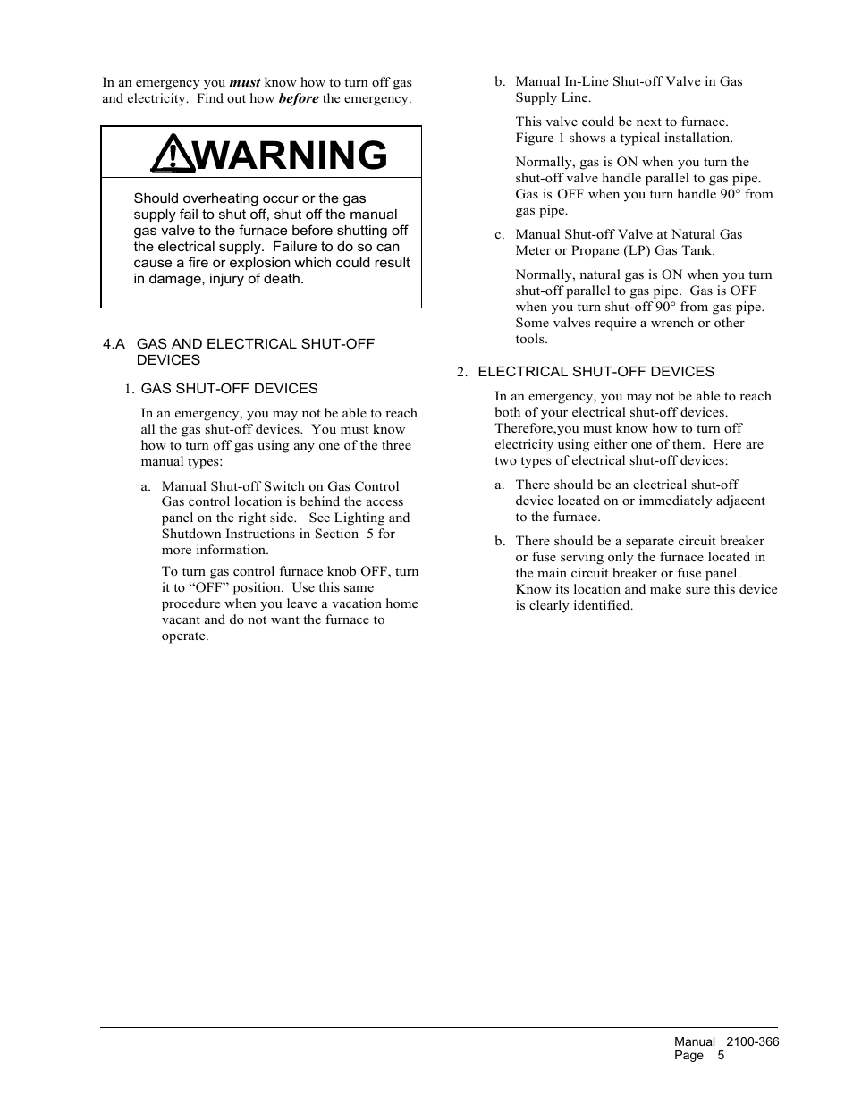 Warning | Bard WG-Series User Manual | Page 7 / 15