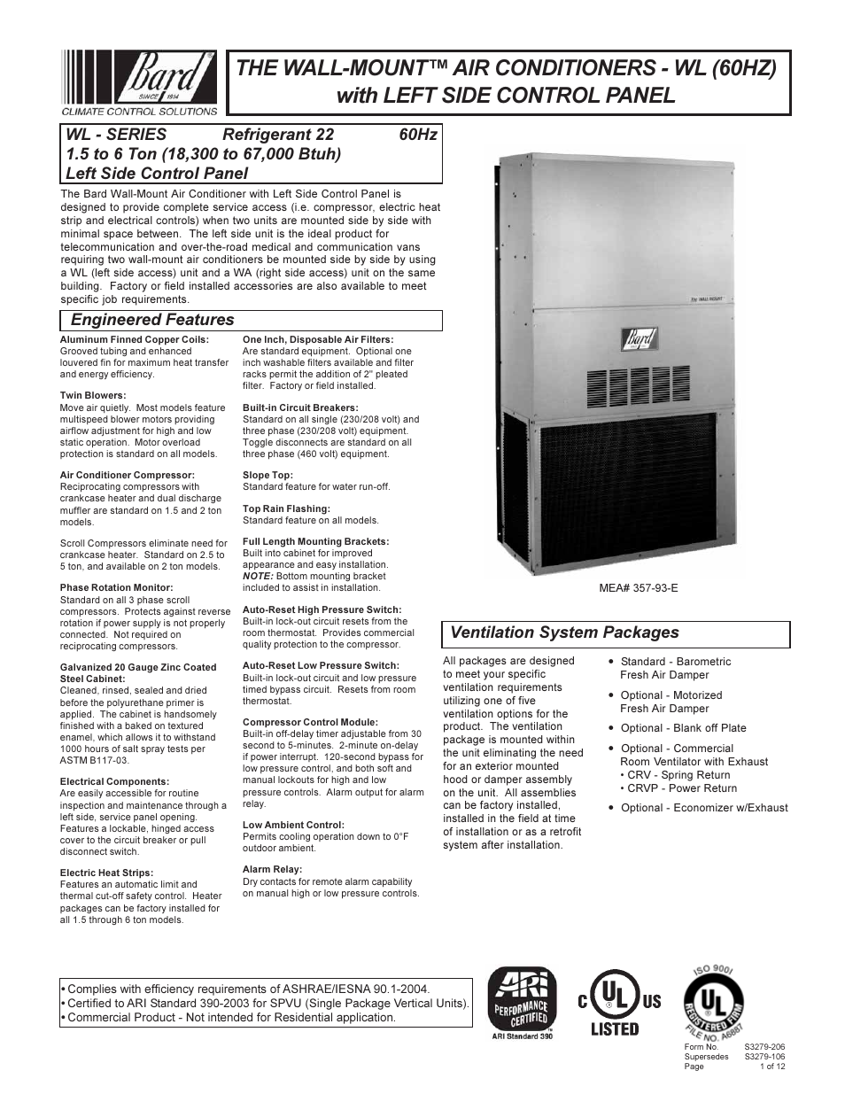 Bard 357-93-E User Manual | 12 pages