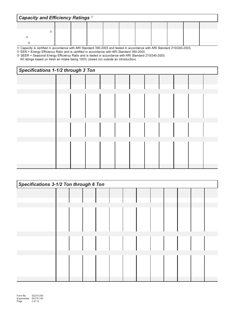 Capacity and efficiency ratings | Bard 357-93-E User Manual | Page 2 / 12