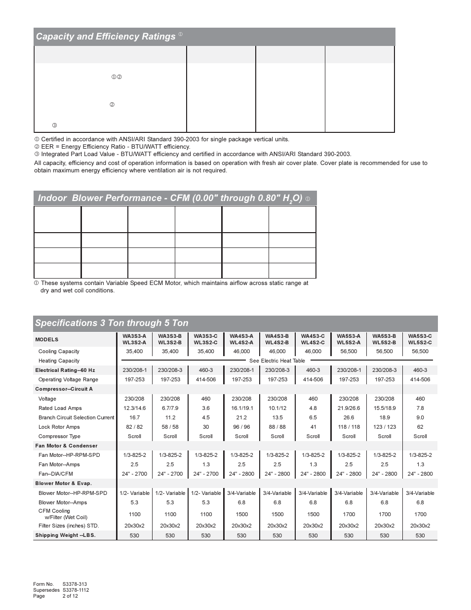 Bard Wall Mount AIr Conditioners WA5S User Manual | Page 2 / 12