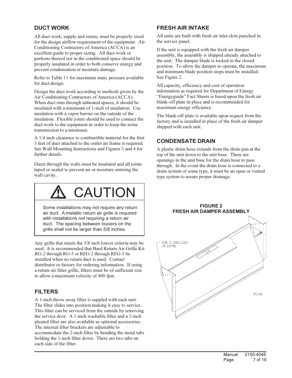 Caution | Bard 2100-404E User Manual | Page 7 / 19