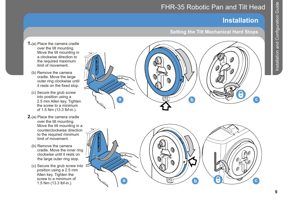 Installation fhr-35 pan and tilt head robotic | Vinten Radamec FHR-35 User Manual | Page 11 / 36