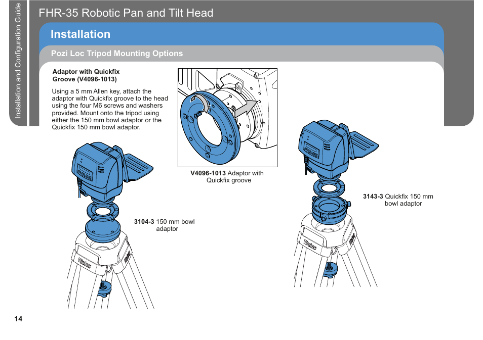 Installation fhr-35 pan and tilt head robotic | Vinten Radamec FHR-35 User Manual | Page 16 / 36