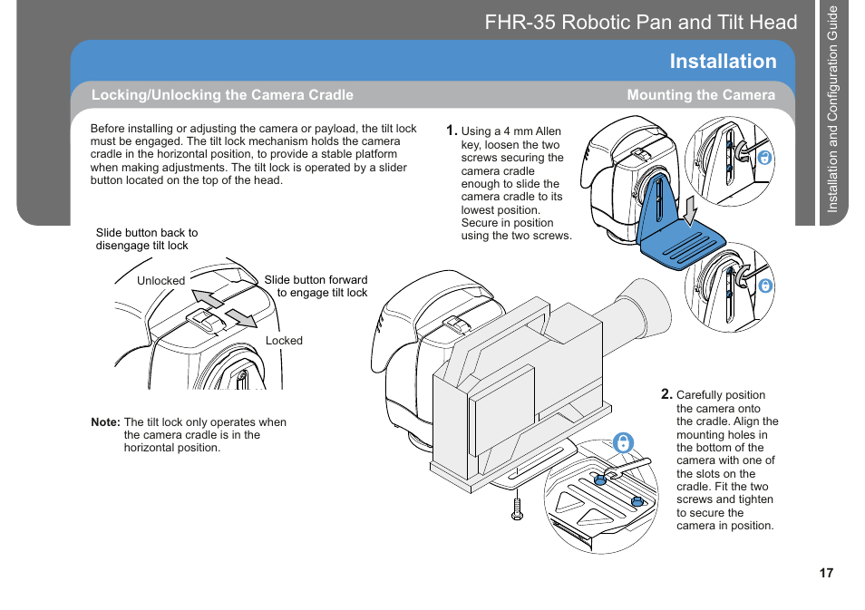 Installation fhr-35 pan and tilt head robotic | Vinten Radamec FHR-35 User Manual | Page 19 / 36
