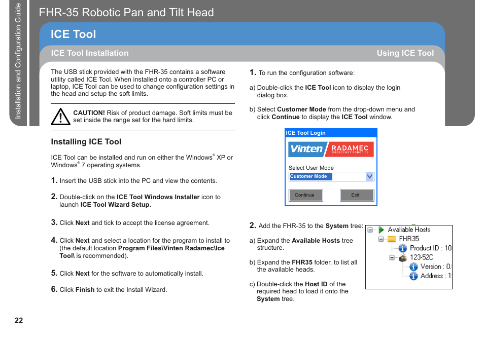 Fhr-35 pan and tilt head robotic ice tool | Vinten Radamec FHR-35 User Manual | Page 24 / 36