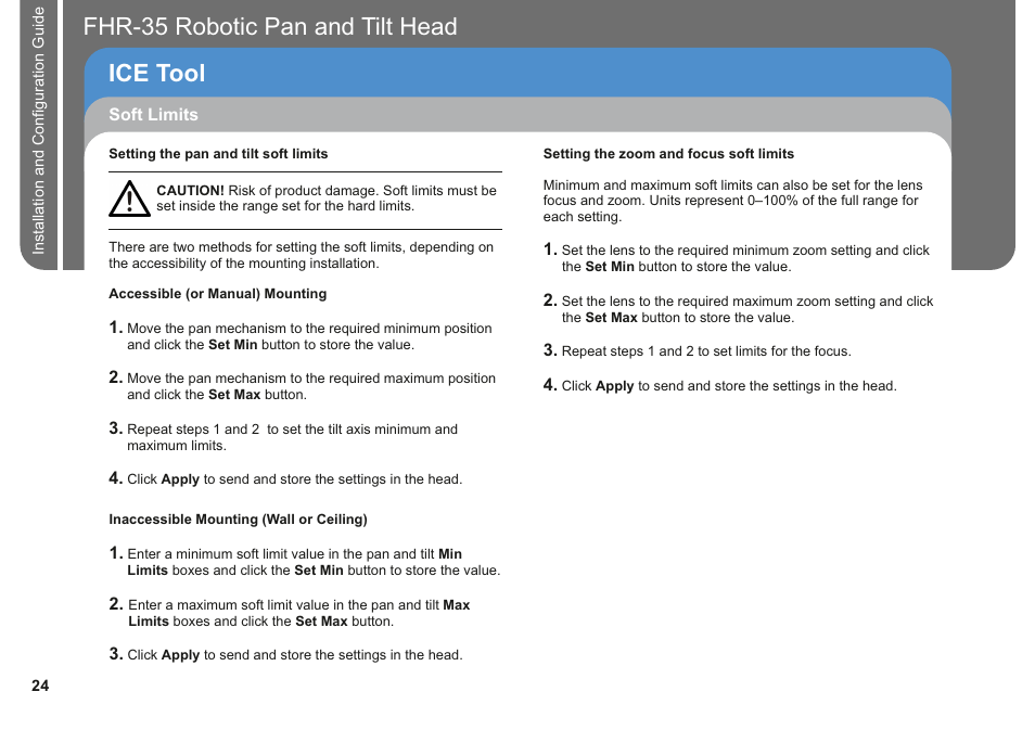 Fhr-35 pan and tilt head robotic ice tool | Vinten Radamec FHR-35 User Manual | Page 26 / 36