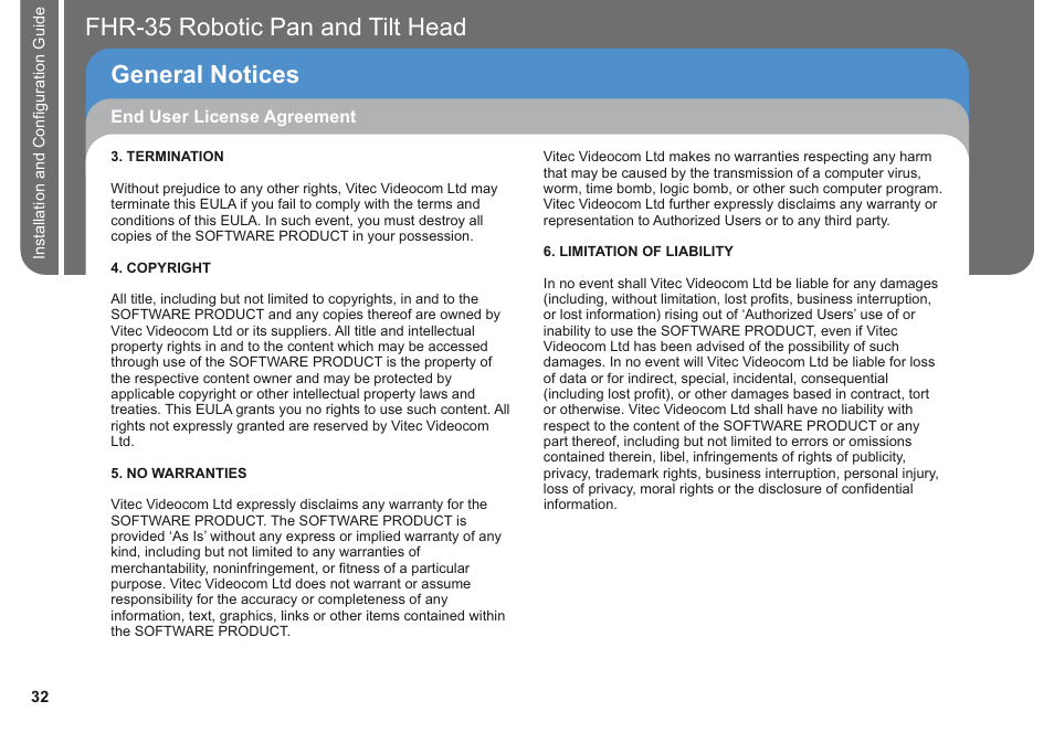 Fhr-35 pan and tilt head robotic general notices | Vinten Radamec FHR-35 User Manual | Page 34 / 36