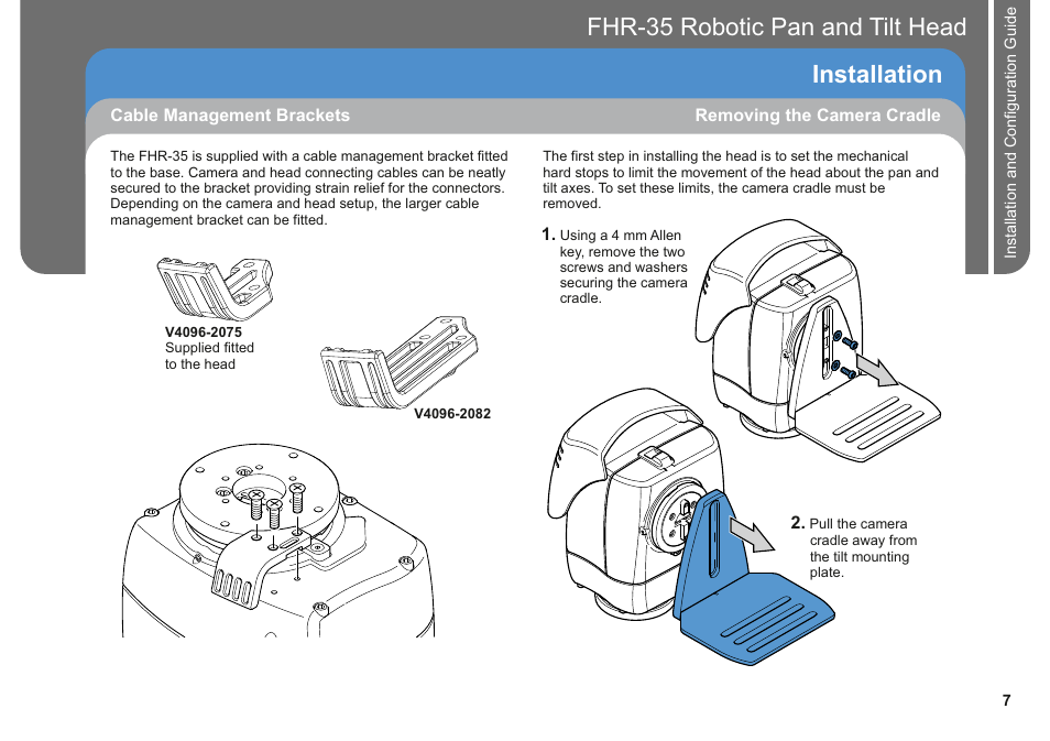 Fhr-35 pan and tilt head robotic, Installation | Vinten Radamec FHR-35 User Manual | Page 9 / 36