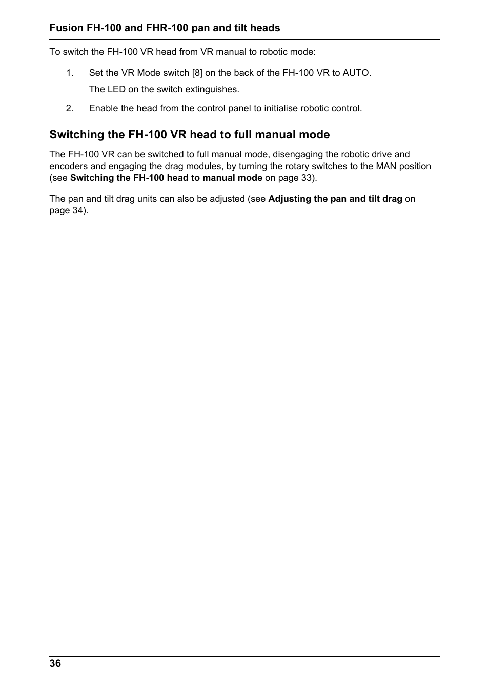 Vinten Radamec Fusion FHR-100 User Manual | Page 38 / 44