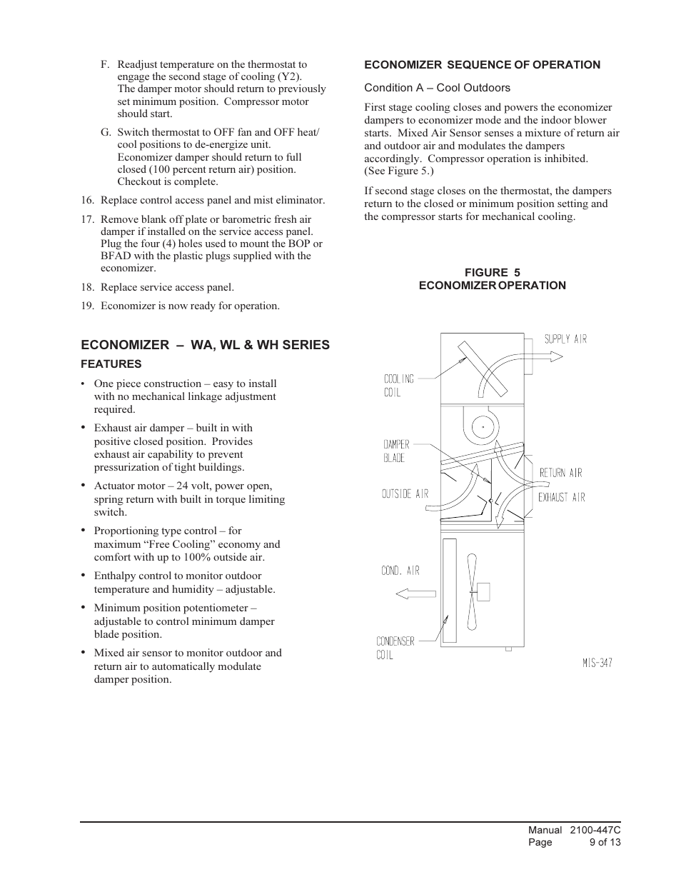 Bard ECONOMIZERS WITH EXHAUST EIFM-5C User Manual | Page 9 / 13