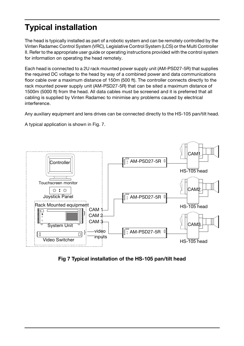 Typical installation | Vinten Radamec HS-105P Pan & Tilt Head User Manual | Page 19 / 28