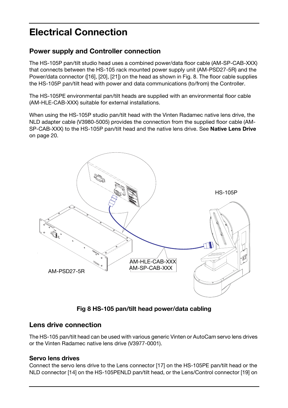 Electrical connection | Vinten Radamec HS-105P Pan & Tilt Head User Manual | Page 20 / 28
