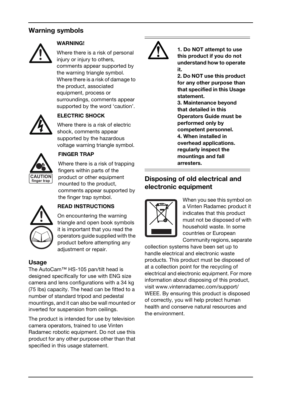 Vinten Radamec HS-105P Pan & Tilt Head User Manual | Page 7 / 28