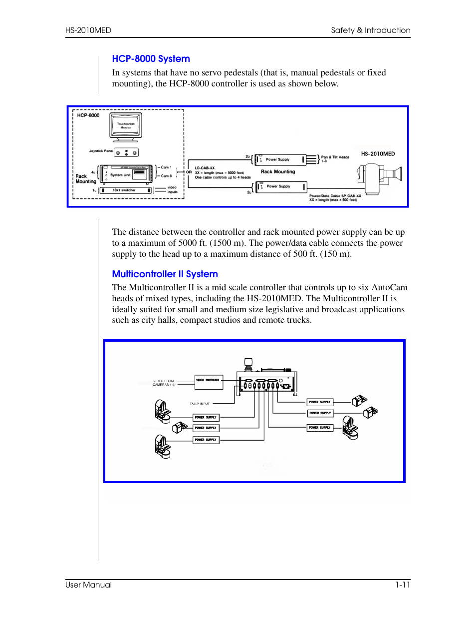 Hcp-8000 system, Multicontroller ii system, Hcp-8000 system –11 multicontroller ii system –11 | Vinten Radamec HS-2010MED Pan & Tilt Head User Manual | Page 21 / 70