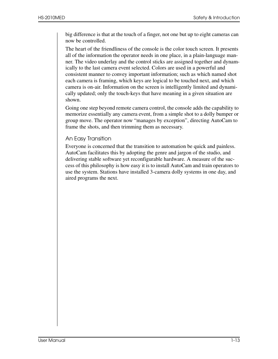 An easy transition | Vinten Radamec HS-2010MED Pan & Tilt Head User Manual | Page 23 / 70