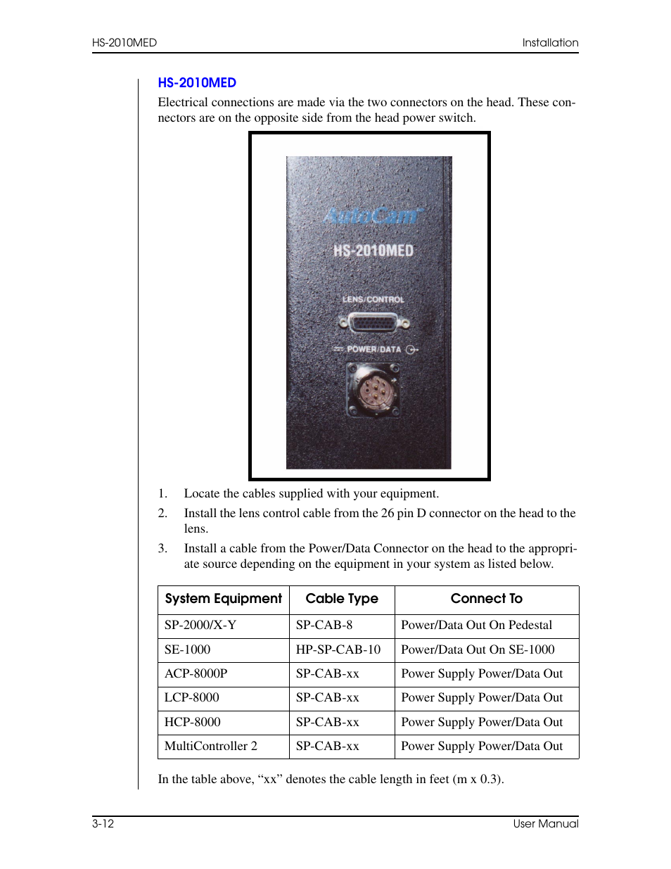Hs-2010med, Hs-2010med –12 | Vinten Radamec HS-2010MED Pan & Tilt Head User Manual | Page 48 / 70