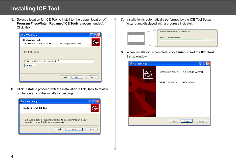 Installing ice tool | Vinten Radamec ICE Tool User Manual | Page 6 / 24