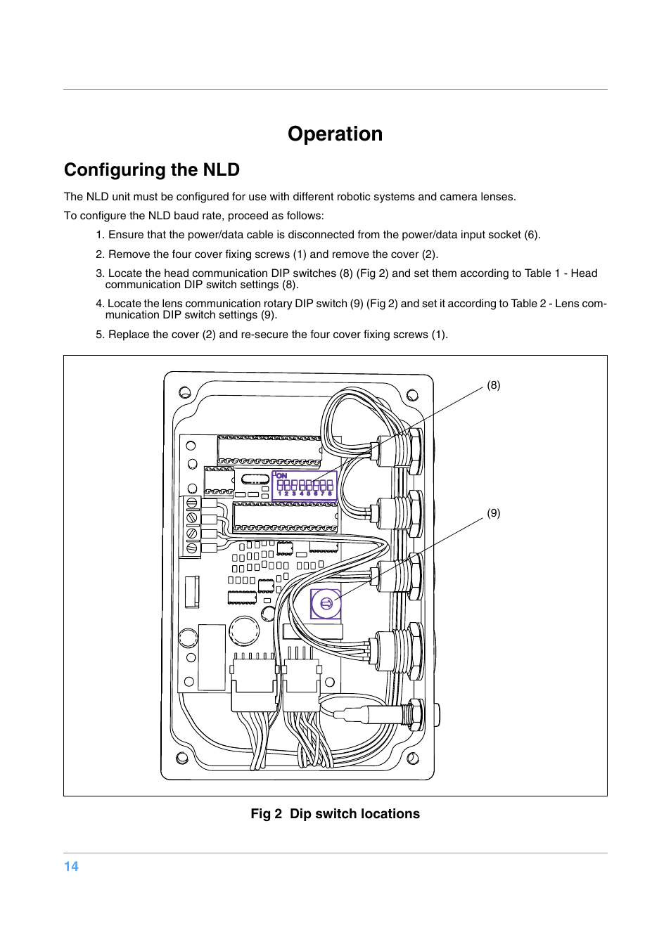 Operation, Configuring the nld | Vinten Radamec Native Lens Drive (NLD) User Manual | Page 14 / 19