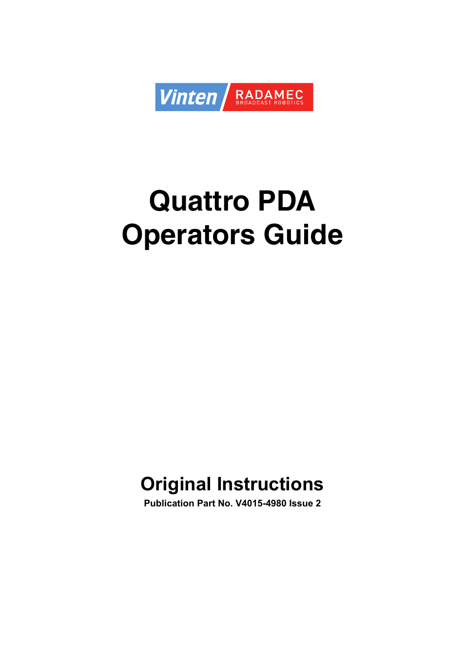 Quattro pda operators guide | Vinten Radamec Quattro SE PDA User Manual | Page 3 / 36