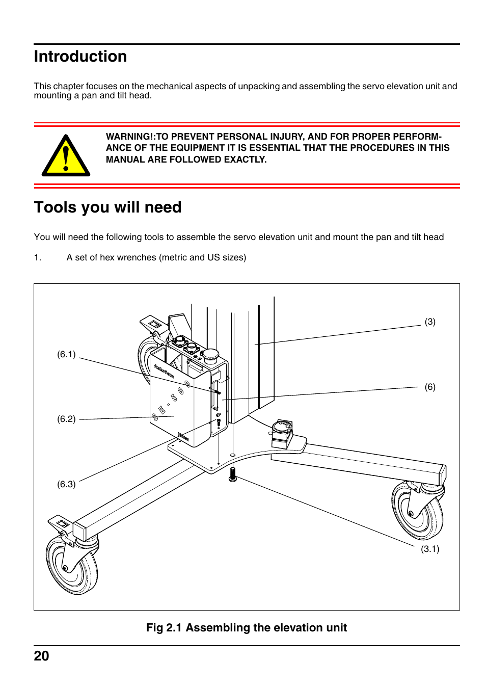 Introduction, Tools you will need | Vinten Radamec SE-500 Elevation Unit User Manual | Page 21 / 33