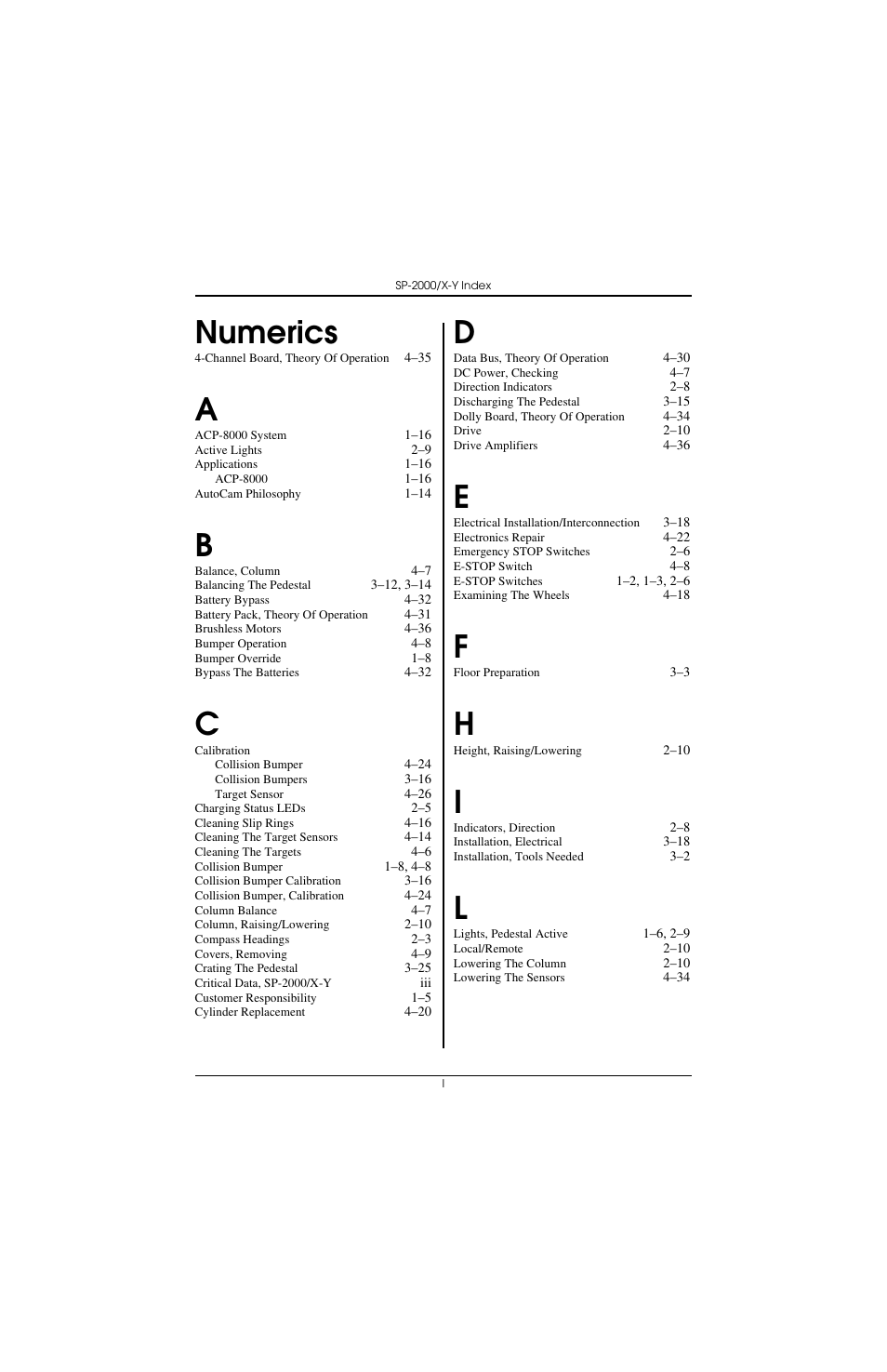 Numerics | Vinten Radamec SP-2000 Pedestal User Manual | Page 103 / 106
