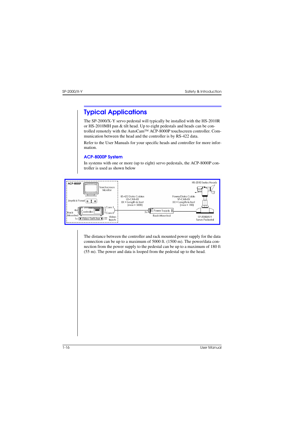 Typical applications, Acp-8000p system, Typical applications –16 | Acp-8000p system –16 | Vinten Radamec SP-2000 Pedestal User Manual | Page 26 / 106