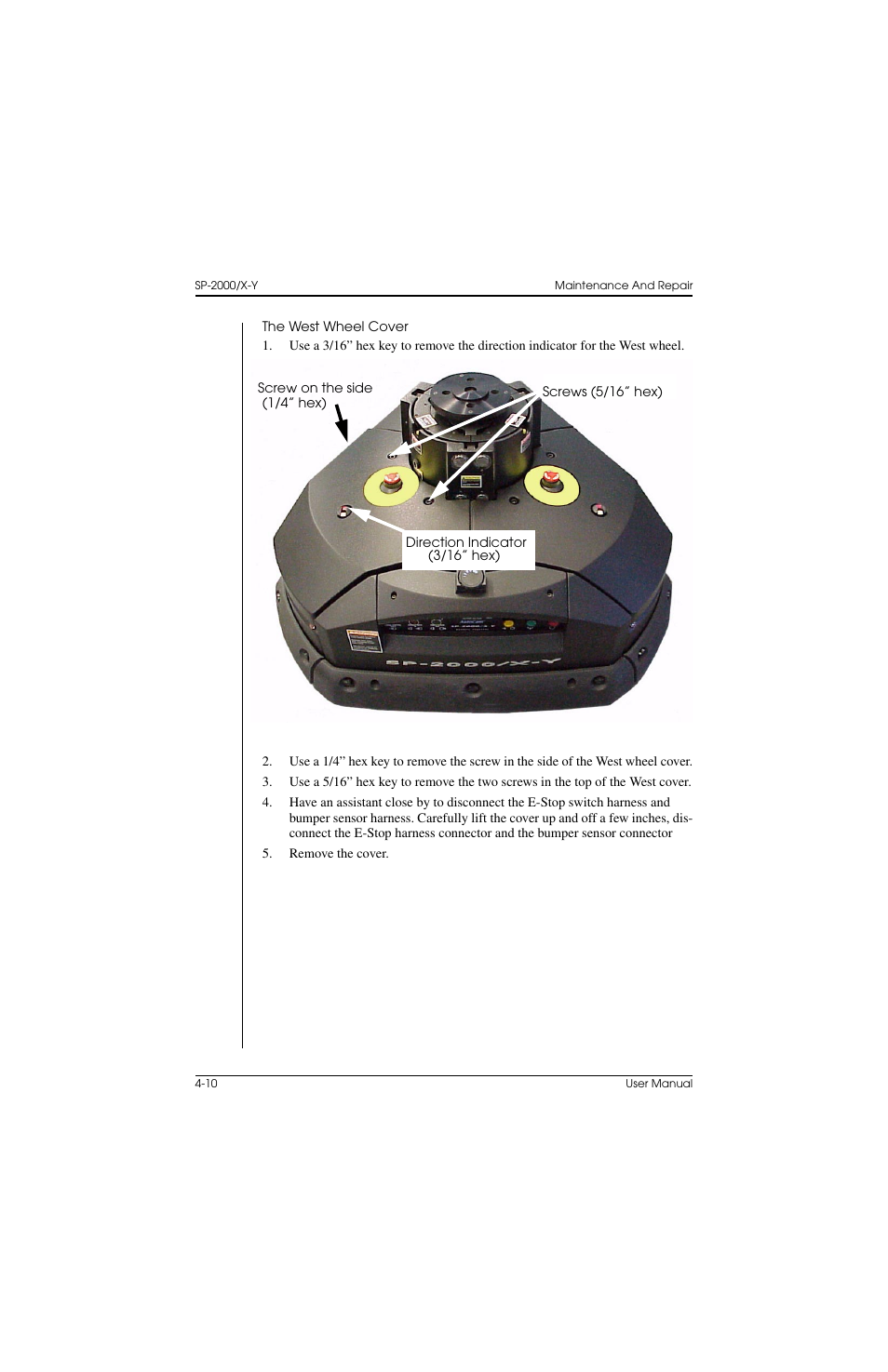 The west wheel cover | Vinten Radamec SP-2000 Pedestal User Manual | Page 76 / 106