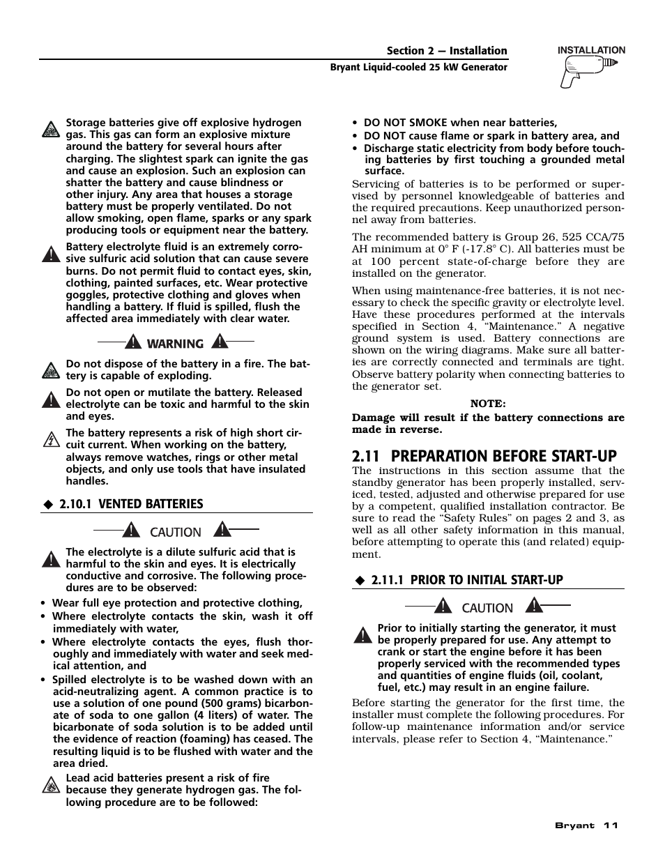 11 preparation before start-up | Bryant Liquid-Cooled User Manual | Page 13 / 56