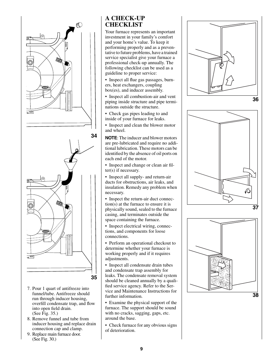 A check-up checklist | Bryant CONDENSING GAS FURNACE 352MAV User Manual | Page 9 / 12