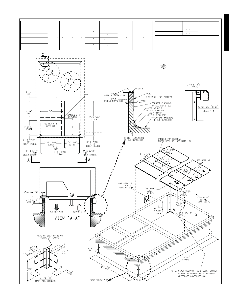 Roof curb details | Bryant 581C User Manual | Page 35 / 298